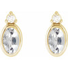 14K Yellow 5x3 mm Natural White Sapphire & .03 CTW Natural Diamond Earrings