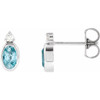 Sterling Silver 5x3 mm Natural Blue Zircon & .03 CTW Natural Diamond Earrings