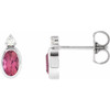 Platinum 5x3 mm Natural Pink Tourmaline & .03 CTW Natural Diamond Earrings