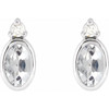 Platinum 5x3 mm Natural White Sapphire & .03 CTW Natural Diamond Earrings