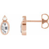 14 Karat Rose Gold 5x3 mm Natural White Sapphire & .03 CTW Natural Diamond Earrings