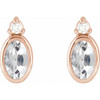 14 Karat Rose Gold 5x3 mm Natural White Sapphire & .03 CTW Natural Diamond Earrings