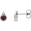 14K White 4 mm Natural Mozambique Garnet & .03 CTW Natural Diamond Earrings