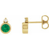14K Yellow 4 mm Lab-Grown Emerald & .03 CTW Natural Diamond Earrings