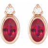 14 Karat Rose Gold 5x3 mm Lab-Grown Ruby & .03 CTW Natural Diamond Earrings