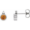 14K White 4 mm Natural Citrine & .03 CTW Natural Diamond Earrings