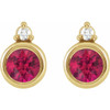 14K Yellow 4 mm Natural Ruby & .03 CTW Natural Diamond Earrings