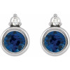 14K White 4 mm Natural Blue Sapphire & .03 CTW Natural Diamond Earrings