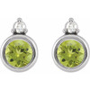 Platinum 4 mm Natural Peridot & .03 CTW Natural Diamond Earrings