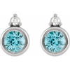 14K White 4 mm Natural Blue Zircon & .03 CTW Natural Diamond Earrings