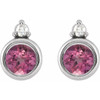 Sterling Silver 4 mm Natural Pink Tourmaline & .03 CTW Natural Diamond Earrings