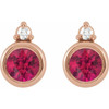 14K Rose 4 mm Natural Ruby & .03 CTW Natural Diamond Earrings