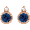 14K Rose 4 mm Natural Blue Sapphire & .03 CTW Natural Diamond Earrings