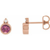 14K Rose 4 mm Natural Pink Tourmaline & .03 CTW Natural Diamond Earrings