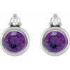 Platinum 4 mm Natural Amethyst & .03 CTW Natural Diamond Earrings