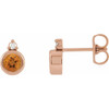 14K Rose 4 mm Natural Citrine & .03 CTW Natural Diamond Earrings