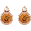 14K Rose 4 mm Natural Citrine & .03 CTW Natural Diamond Earrings