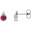 14K White 4 mm Lab-Grown Ruby & .03 CTW Natural Diamond Earrings