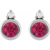 14K White 4 mm Lab-Grown Ruby & .03 CTW Natural Diamond Earrings