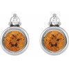 Sterling Silver 4 mm Natural Citrine & .03 CTW Natural Diamond Earrings