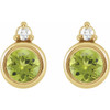 14K Yellow 4 mm Natural Peridot & .03 CTW Natural Diamond Earrings
