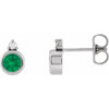 Sterling Silver 4 mm Lab-Grown Emerald & .03 CTW Natural Diamond Earrings