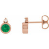 14K Rose 4 mm Lab-Grown Emerald & .03 CTW Natural Diamond Earrings