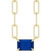 14K Yellow 6x4 mm Lab-Grown Blue Sapphire Solitaire 16" Necklace 