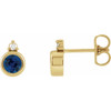 14K Yellow 4 mm Natural Blue Sapphire & .03 CTW Natural Diamond Earrings