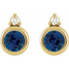 14K Yellow 4 mm Natural Blue Sapphire & .03 CTW Natural Diamond Earrings