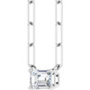 14K White 6x4 mm Natural White Sapphire Solitaire 16" Necklace 