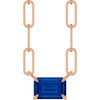 14 Karat Rose Gold 6x4 mm Natural Blue Sapphire Solitaire 16" Necklace
