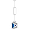 14K White 6x4 mm Lab-Grown Blue Sapphire Solitaire 18" Necklace 