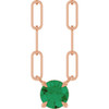 14K Rose Natural Emerald 16" Necklace