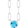 Sterling Silver Natural Aquamarine 16" Necklace