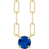 14K Yellow Natural Blue Sapphire 16" Necklace