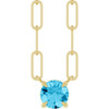 14K Yellow Natural Aquamarine 16" Necklace