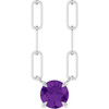 14K White Natural Amethyst 16" Necklace