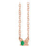 14K Rose Natural Emerald Bar 16" Necklace