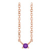 14K Rose Natural Amethyst Bar 16" Necklace