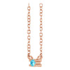 14K Rose Natural Blue Zircon Bar 16" Necklace