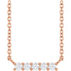 14K Rose Natural White Sapphire Bar 16" Necklace