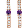 14 Karat Rose Gold Natural Amethyst & 1/8 CTW Natural Diamond 13.6 mm Hoop Earring