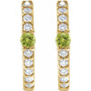 14K Yellow Natural Peridot & 1/8 CTW Natural Diamond 13.6 mm Hoop Earring