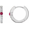 Platinum Natural Ruby & 1/8 CTW Natural Diamond 13.6 mm Hoop Earring