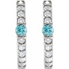 Platinum Natural Blue Zircon & 1/8 CTW Natural Diamond 13.6 mm Hoop Earring