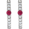 14K White Natural Ruby & 1/8 CTW Natural Diamond 13.6 mm Hoop Earring