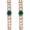 14K Rose Natural Emerald & 1/8 CTW Natural Diamond 13.6 mm Hoop Earring