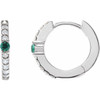 Sterling Silver Natural Emerald & 1/8 CTW Natural Diamond 13.6 mm Hoop Earring