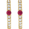14K Yellow Natural Ruby & 1/8 CTW Natural Diamond 13.6 mm Hoop Earring